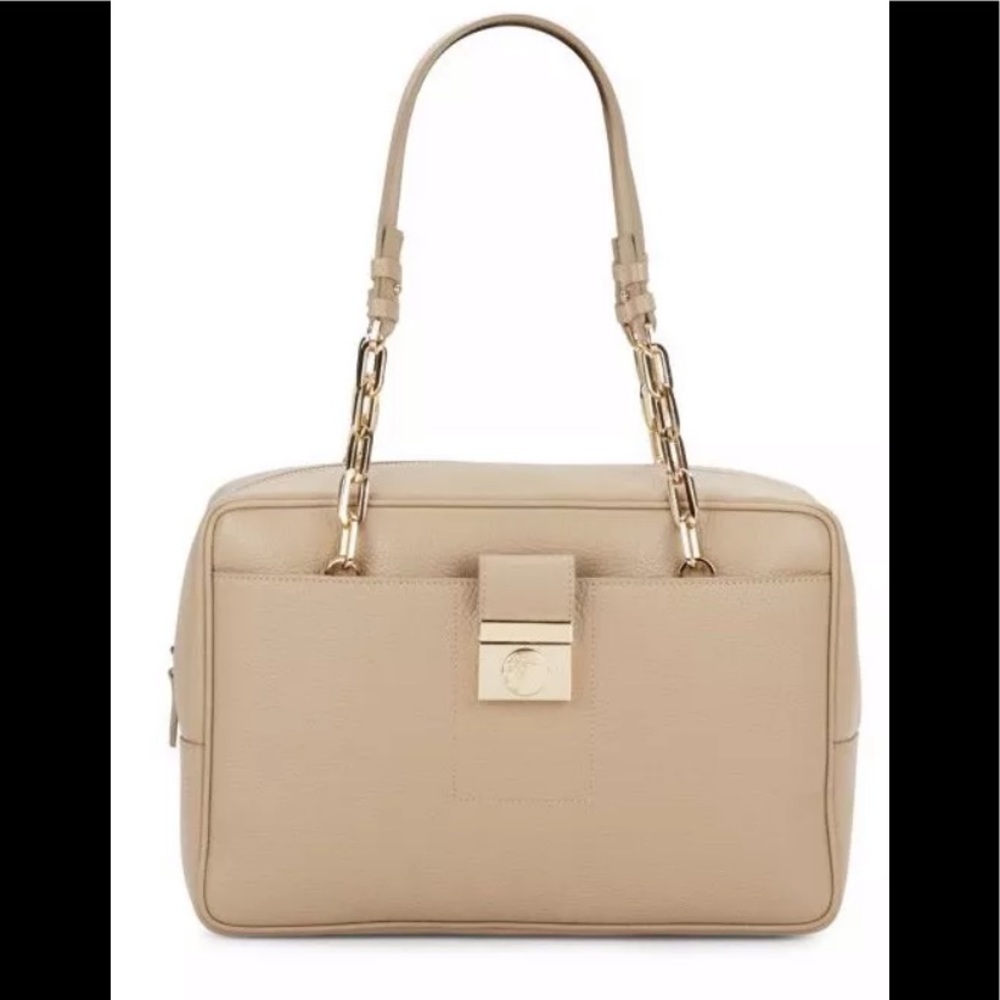 Versace Collection chain tote bag purse sand